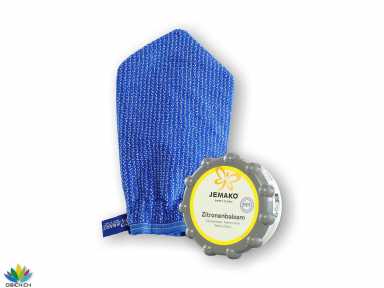 Zitronenbalsam Set Reinigungshandschuh blaue Faser